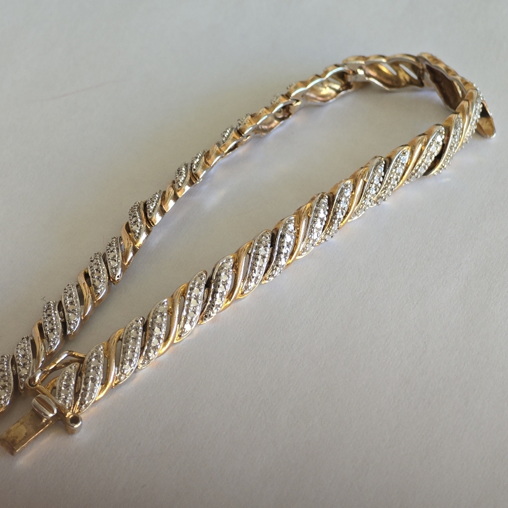 925 Sterling Silver Gold And Silver Tone Twisted Bracelet